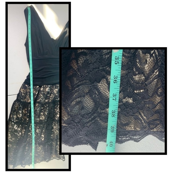 J.R. Nites byCarol Lin Fit & Flare Black Lace / Champagne Cocktail Dress [Sz 14] - Picture 9 of 13